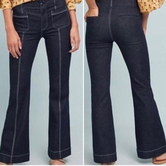 Anthropologie Pilcro And The Letterpress Dark High Rise Flare Jeans - Picture 1 of 6